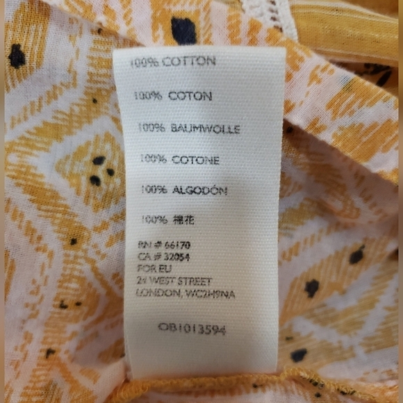 Free People~Woman S~Ochre Yellow Boho Tunic Smocked Henley CropTop Cotton. - Picture 9 of 13